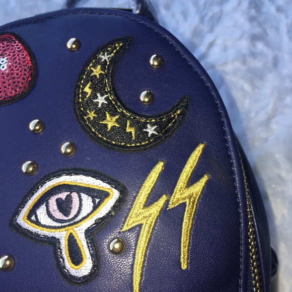 BEBE BLUE MINI BACKPACK PATCHES ⚡️🐯💋Y2K NWT - Picture 3 of 8